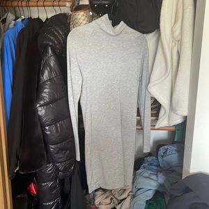 grey turtle neck long sleeve dress